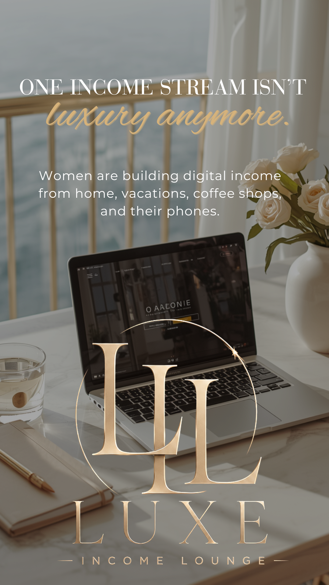 Laptop by the ocean — coastal freedom
